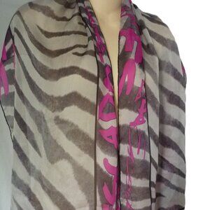 ESCADA zebra signature silk shawl scarf 60x16"